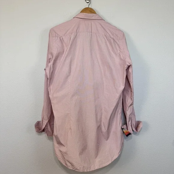 Paul Smith Shirt Mens 16 Pink Long‎ Sleeve Made in Italy Artist Stripe Cuffs